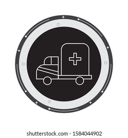 Ambulance truck line icon flat design with white color