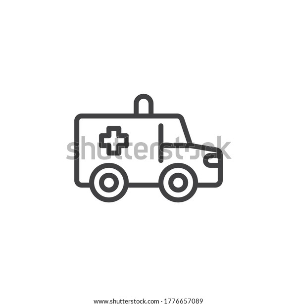 Ambulance truck line icon. linear style\
sign for mobile concept and web design. Medical Van outline vector\
icon. Symbol, logo illustration. Vector\
graphics