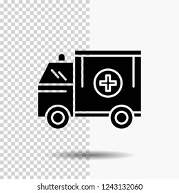 ambulance, truck, medical, help, van Glyph Icon on Transparent Background. Black Icon