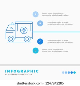 ambulance, truck, medical, help, van Infographics Template for Website and Presentation. Line Blue icon infographic style vector illustration