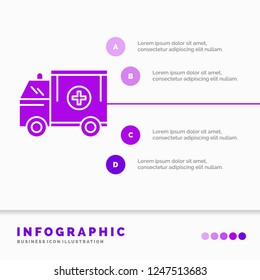ambulance, truck, medical, help, van Infographics Template for Website and Presentation. GLyph Purple icon infographic style vector illustration.