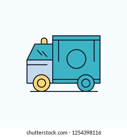 ambulance, truck, medical, help, van Flat Icon. green and Yellow sign and symbols for website and Mobile appliation. vector illustration