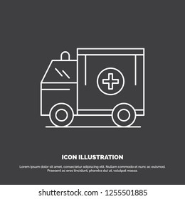 ambulance, truck, medical, help, van Icon. Line vector symbol for UI and UX, website or mobile application