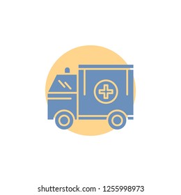 ambulance, truck, medical, help, van Glyph Icon.