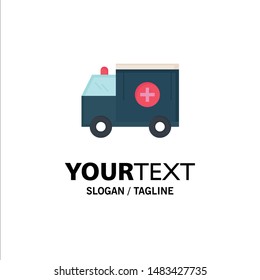 ambulance, truck, medical, help, van Flat Color Icon Vector