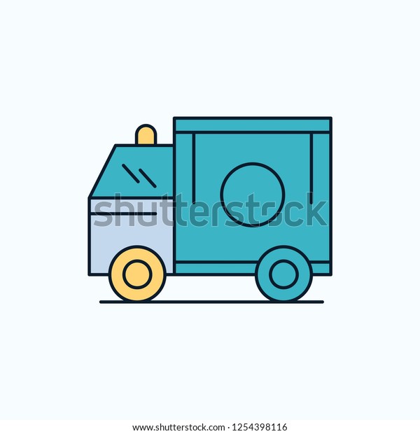 ambulance, truck, medical, help, van Flat\
Icon. green and Yellow sign and symbols for website and Mobile\
appliation. vector\
illustration
