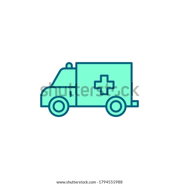 Ambulance truck vector icon symbol medical\
isolated on white\
background
