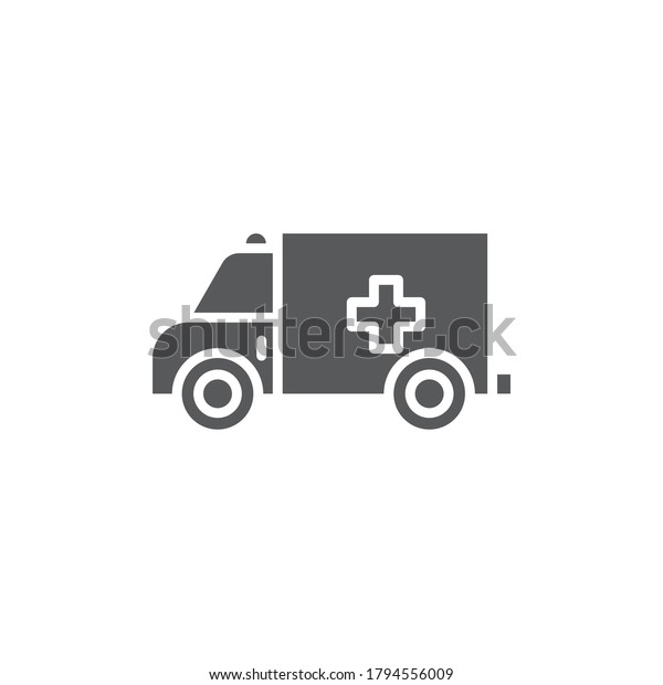 Ambulance truck vector icon symbol medical\
isolated on white\
background