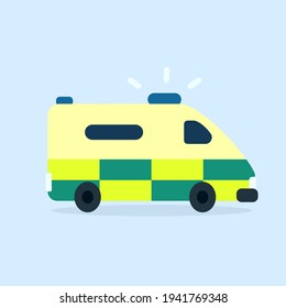 Ambulance UK cartoon icon. Clipart image isolated on white background.