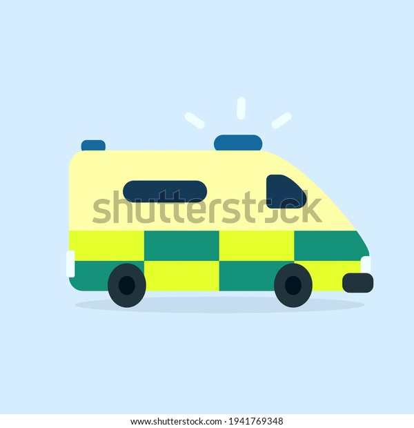 Ambulance UK cartoon icon. Clipart image\
isolated on white\
background.