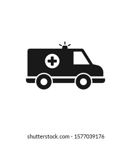 Ambulance van black vector icon.