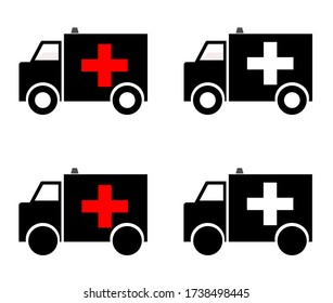 Ambulance van black vector icon