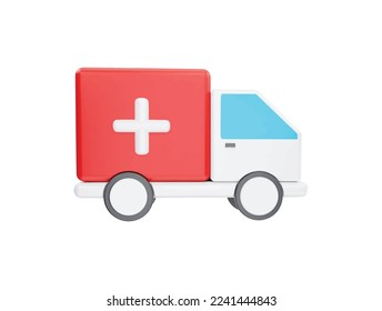 ambulance van car with 3d vector icon cartoon minimal style