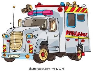 ambulance van - cartoon