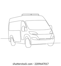 Ambulance Van Continuous Line Drawing