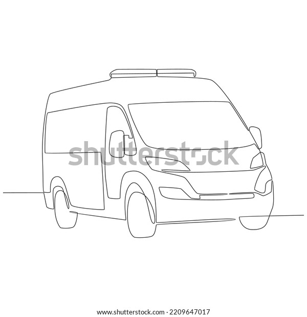 Ambulance Van Continuous Line
Drawing