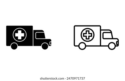 Ambulance van, first aid emergency medical icon vector