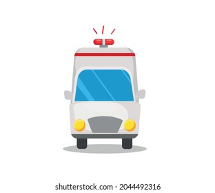 An ambulance van. Front view. Cartoon vector illustration.