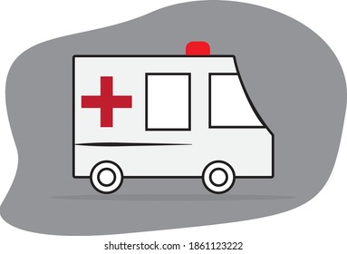 Ambulance van gay red dark gay or white color vector illustration flat design.