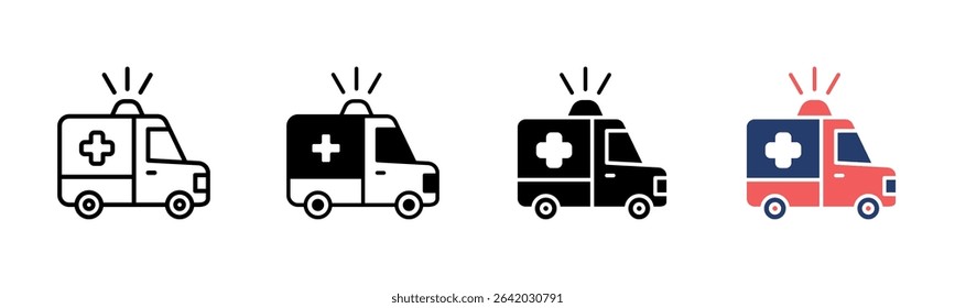 Ambulance Van icon sheet multiple style collection