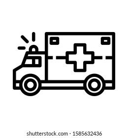 ambulance van isolated outline icon, vector and illustration, emergency medical concept 