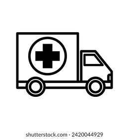 Ambulance van, medical emergency icon vector