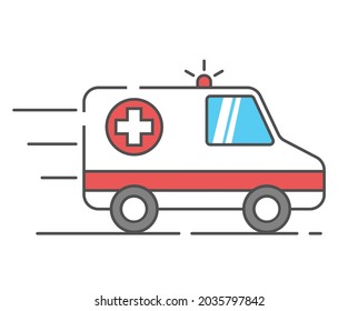 Ambulance van side view. Van vector illustration isolated on white background