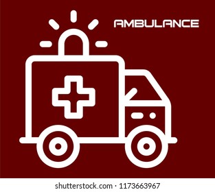 AMBULANCE VAN SYMBOL VECTOR ICON 