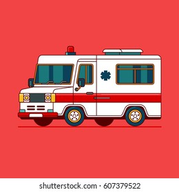 ambulance van vector line illustration