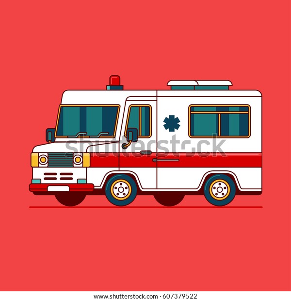 ambulance van vector line\
illustration
