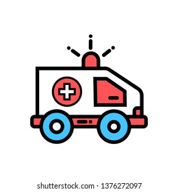 Ambulance vector Editable icon for medical health care or clinic service.