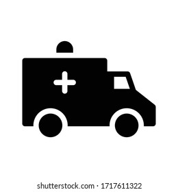 icono plano del glifo vector de ambulancia 