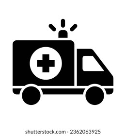 Icono De Glifo Vector De Ambulancia Para Uso Personal Y Comercial.
