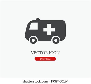 Ambulance vector icon.  Editable stroke. Linear style sign for use on web design and mobile apps, logo. Symbol illustration. Pixel vector graphics - Vector