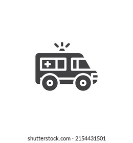 Ambulance vector icon. filled flat sign for mobile concept and web design. Emergency truck glyph icon. Symbol, logo illustration. Vector graphics