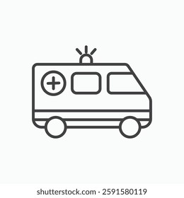 Ambulance vector icon isolated in black line