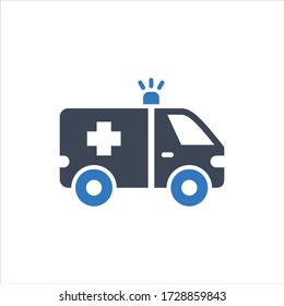 Icono de vector de ambulancia en fondo blanco