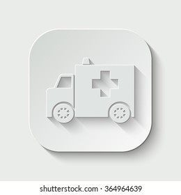 ambulance vector icon - paper illustration