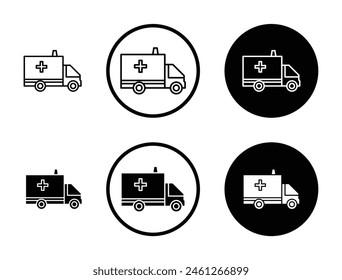 Ambulance vector icon set. Emergency transport icon designed for UI.