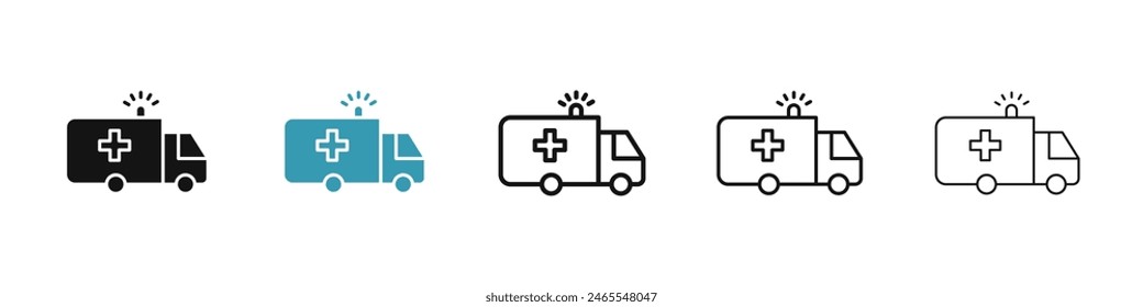 Ambulance vector icon set. emergency rescue ambulance van vector icon. medical help hospital ambulance sign. accident ambulance icon for UI designs.