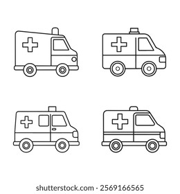 Ambulance vector icon set, ambulance service icon vector illustration