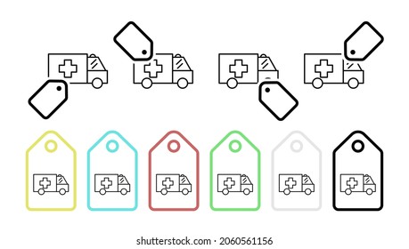 Ambulance vector icon in tag set illustration for ui and ux, website or mobile application