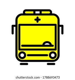 ambulance vector icon with yellow filled color