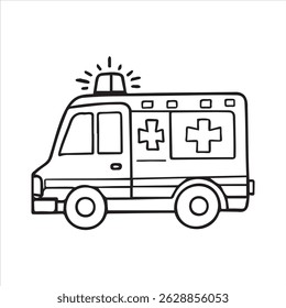 ambulance vector Illustration Coloring side. Object isolated on white background.