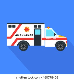 Ambulance vector illustration flat design style graphic, medical transportation