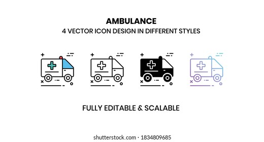 Ambulance Vector illustration icons in different style