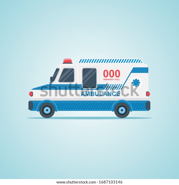Ambulance vector illustration. white color with
blue striped flat
design