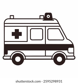 Ambulance vector line art on white background