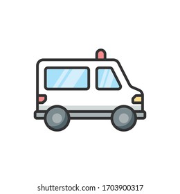 Ambulance vector outline filled illustration. corona virus covid-19 icon