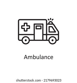 Ilustración de diseño de iconos de contorno vectorial de ambulancia. Símbolo médico sobre archivo EPS 10 de fondo blanco